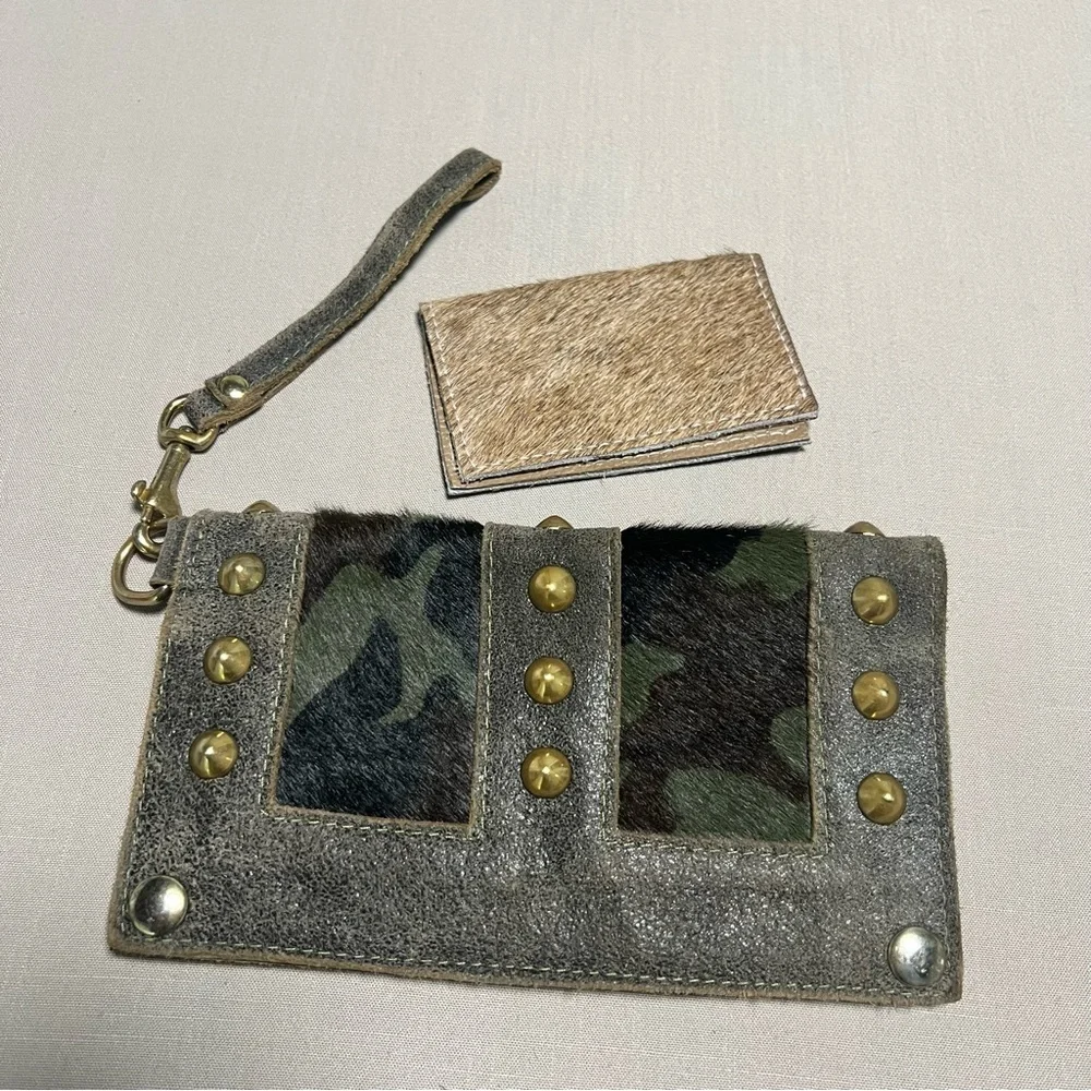 Maya Moon Handmade Recycled Leather Clutch Wallet Wristlet + Card Holder